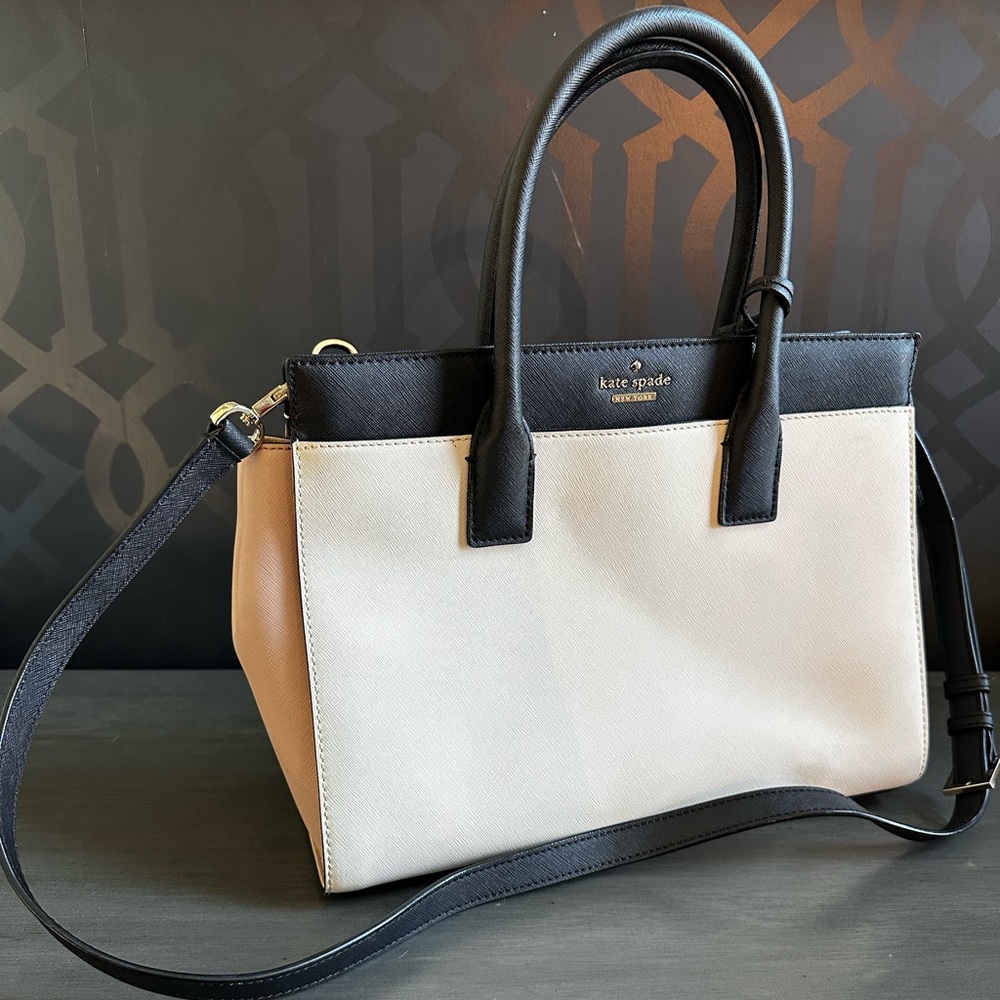 Kate Spade Cameron Street Candace Color block Black/Beige/Pink Satchel